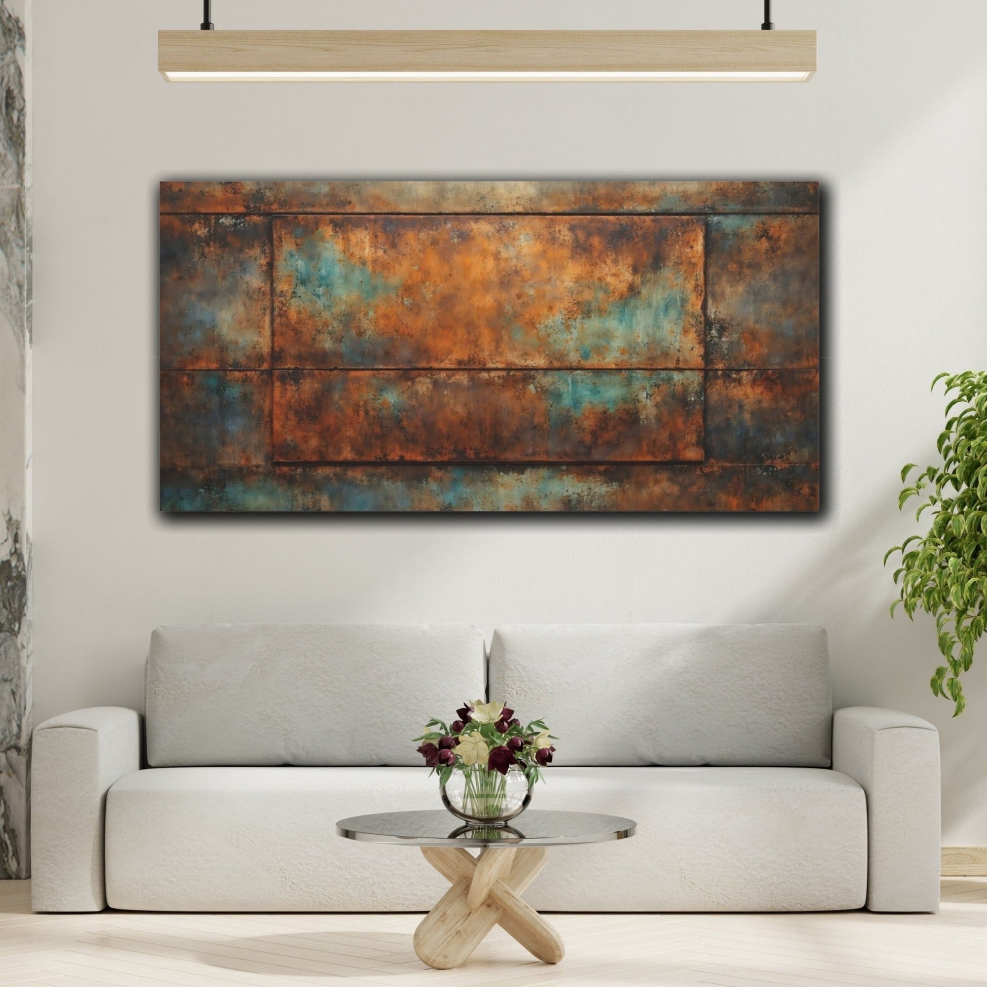 Abstract Rust Texture And Teal - Canvas Wall Art Print - YesArtYes