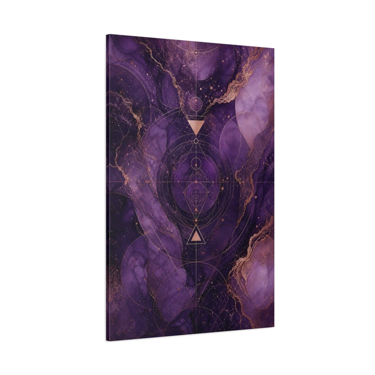 Abstract Sacred Geometry Purple And Gold Canvas Wall Art Print – Living Room, Above Sofa - YesArtYes