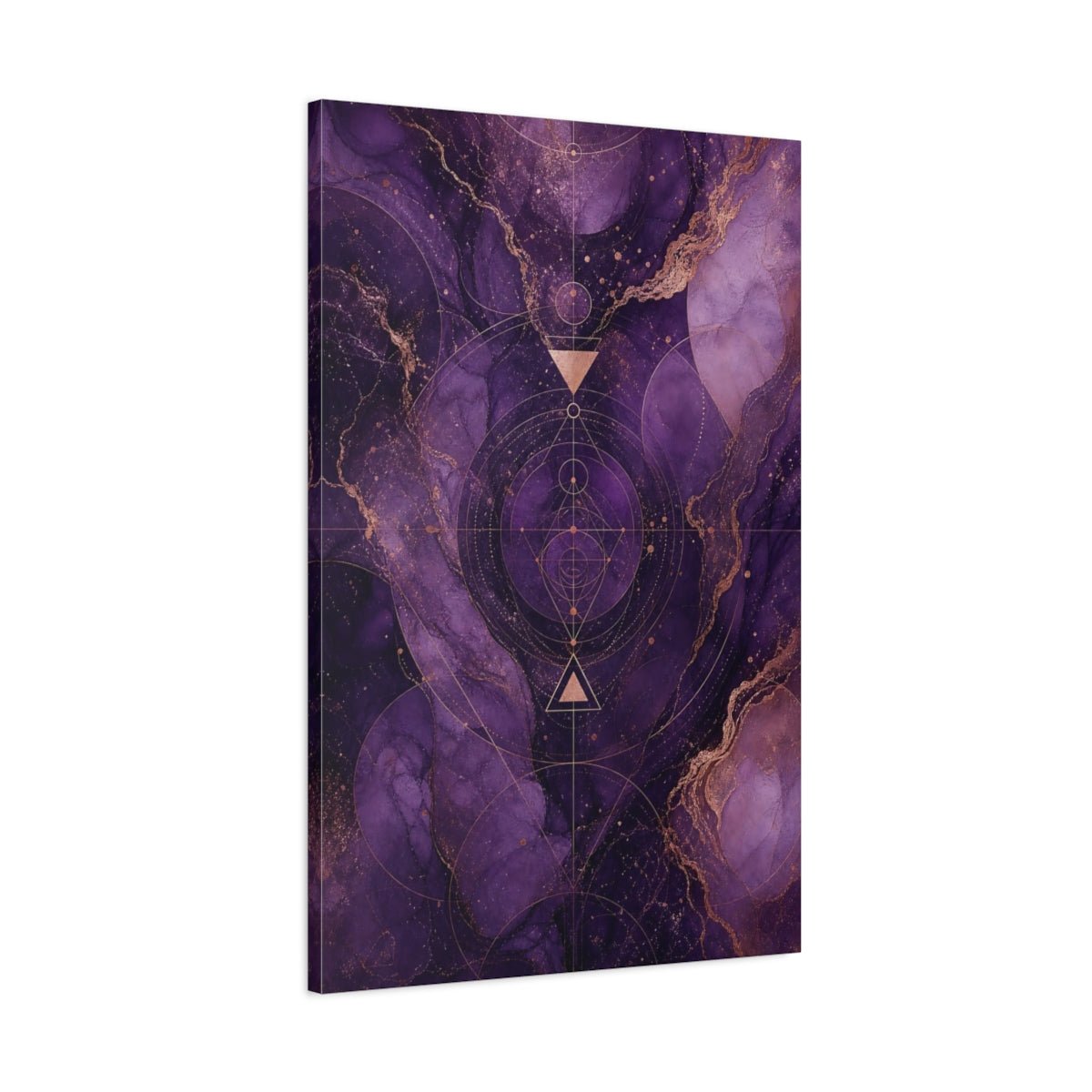 Abstract Sacred Geometry Purple And Gold Canvas Wall Art Print – Living Room, Above Sofa - YesArtYes