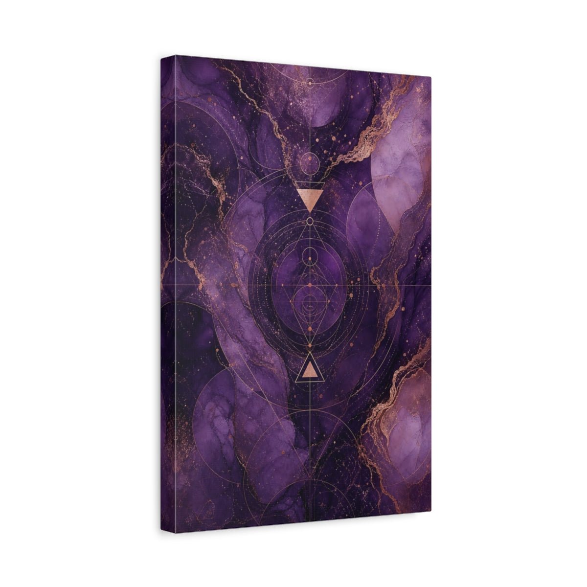 Abstract Sacred Geometry Purple And Gold Canvas Wall Art Print – Living Room, Above Sofa - YesArtYes