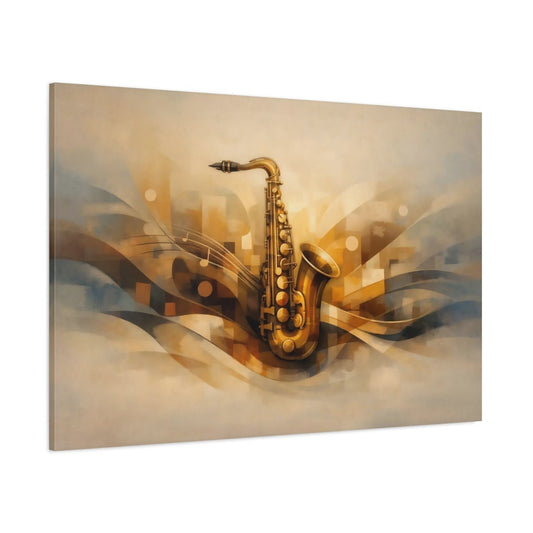 Abstract Saxophone Golden - Canvas Wall Art Print - YesArtYes