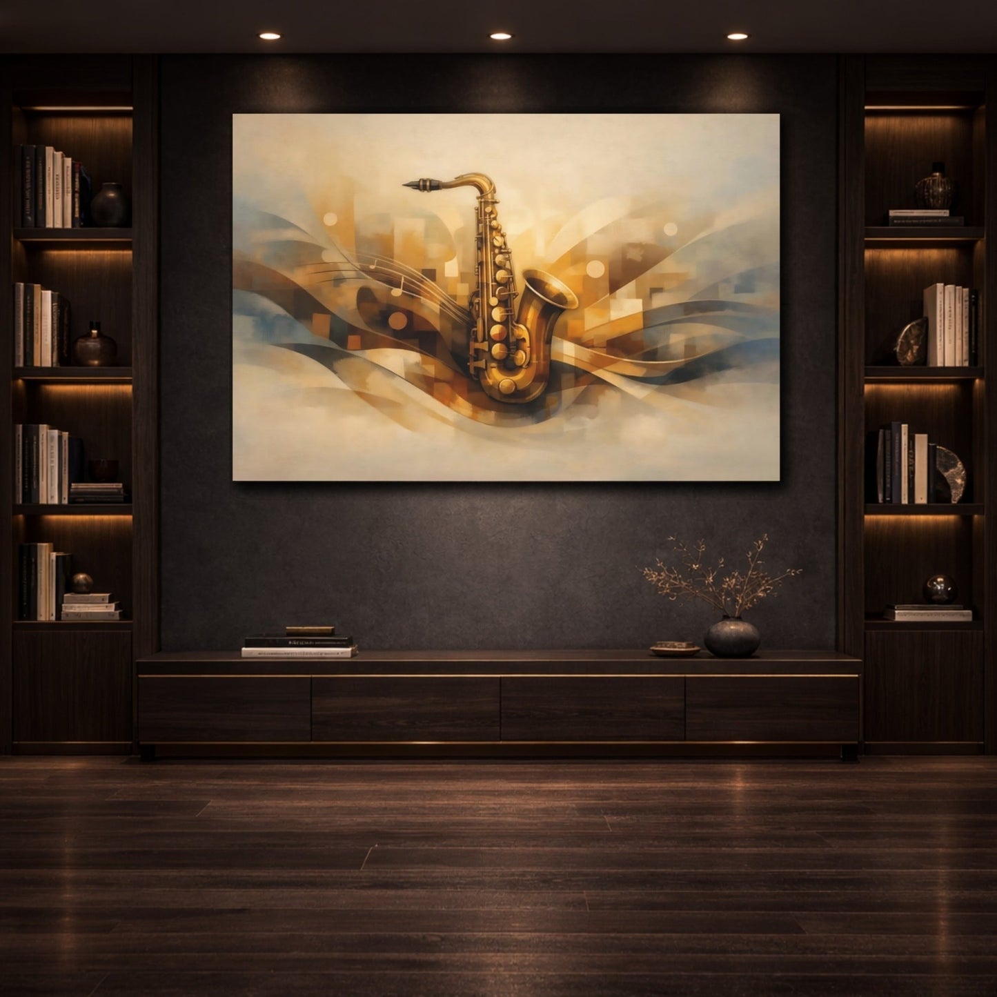 Abstract Saxophone Golden - Canvas Wall Art Print - YesArtYes