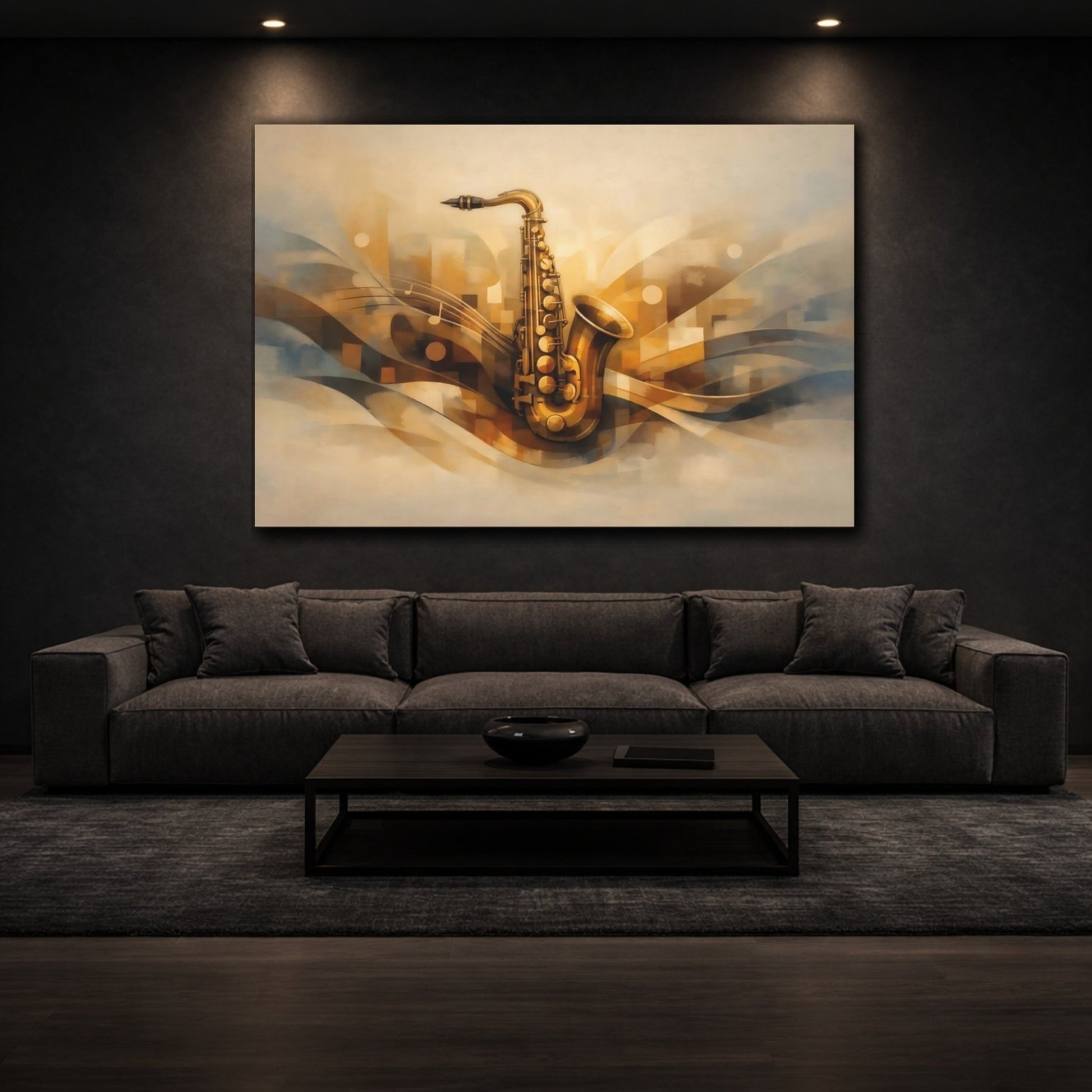 Abstract Saxophone Golden - Canvas Wall Art Print - YesArtYes