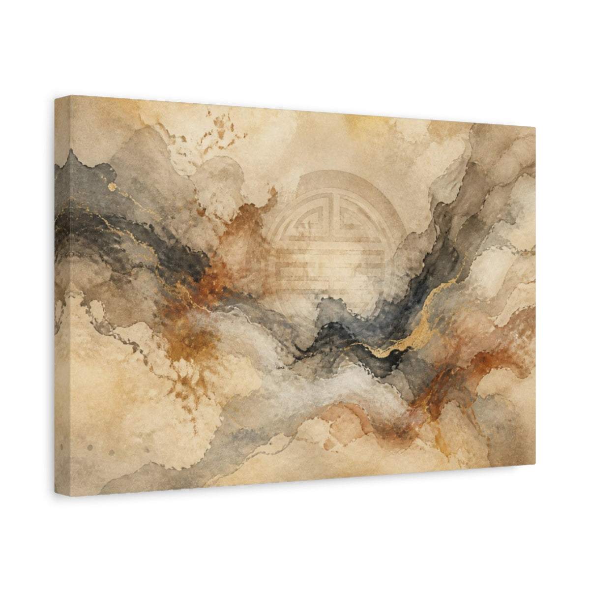 Side Mockup 4. Abstract Seal Circle shown as canvas print