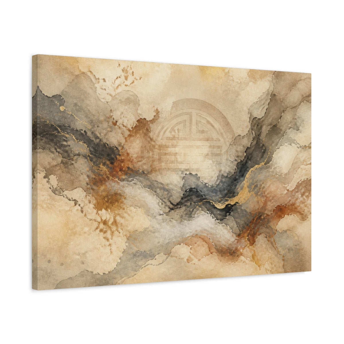 Side Mockup 2. Abstract Seal Circle shown as canvas print
