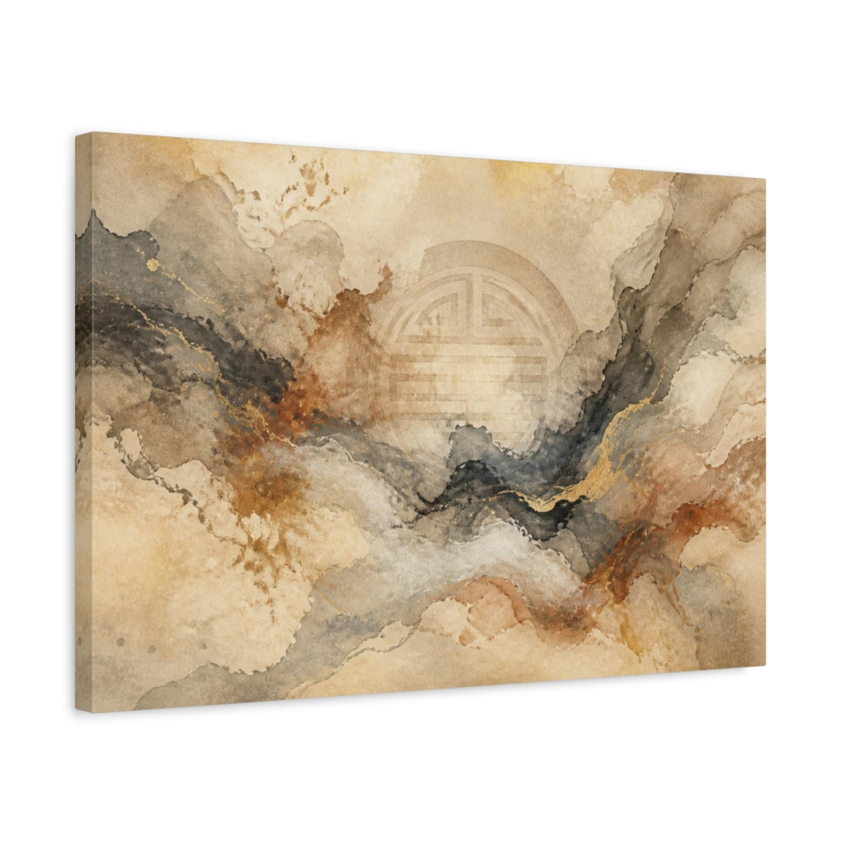 Side Mockup 3. Abstract Seal Circle shown as canvas print