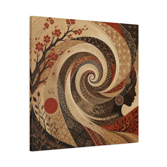 Main Mockup. Abstract Sepia Woman Spiral shown as canvas print