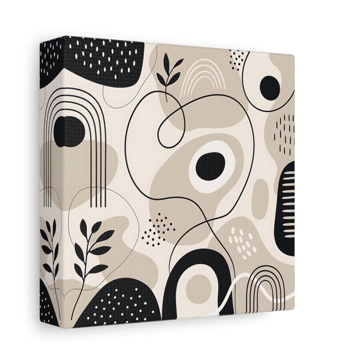 Abstract Shapes Beige Black Canvas Print – Living Room, Above Console Table, Neutral - YesArtYes