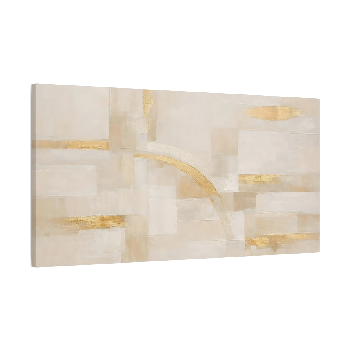 Side Mockup 1. Abstract Abstract Shapes Beige Gold Abstract shown as stretched canvas wall art
