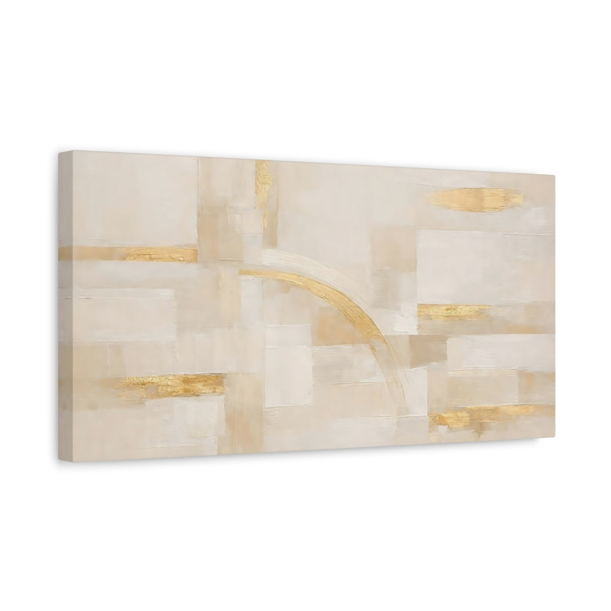 Side Mockup 3. Abstract Abstract Shapes Beige Gold Abstract shown as stretched canvas wall art