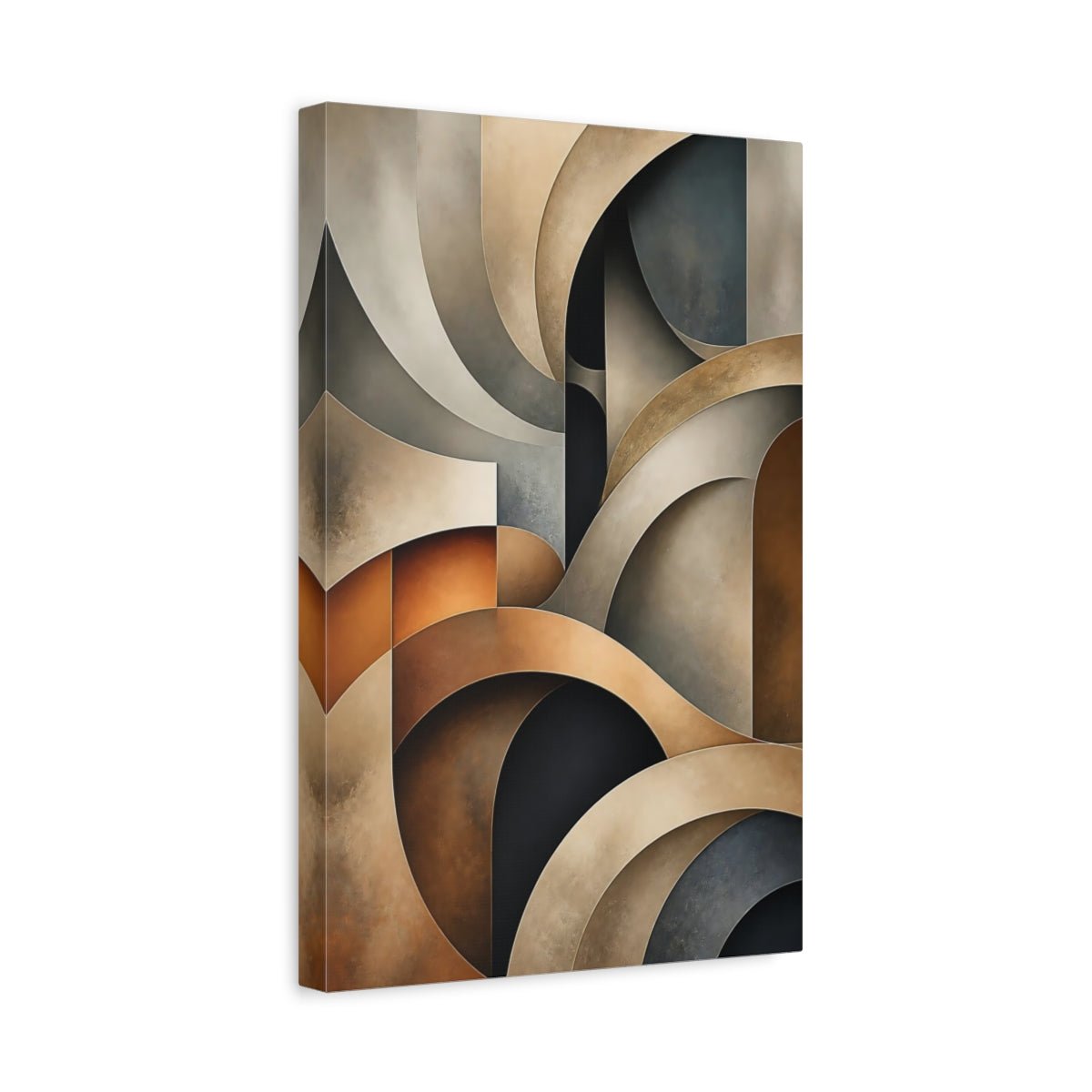 Abstract Shapes Brown And Gray Canvas Print – Living Room, Large Wall - YesArtYes