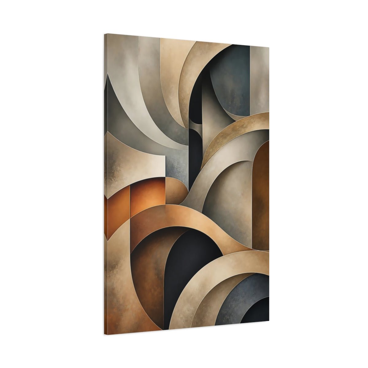 Abstract Shapes Brown And Gray Canvas Print – Living Room, Large Wall - YesArtYes