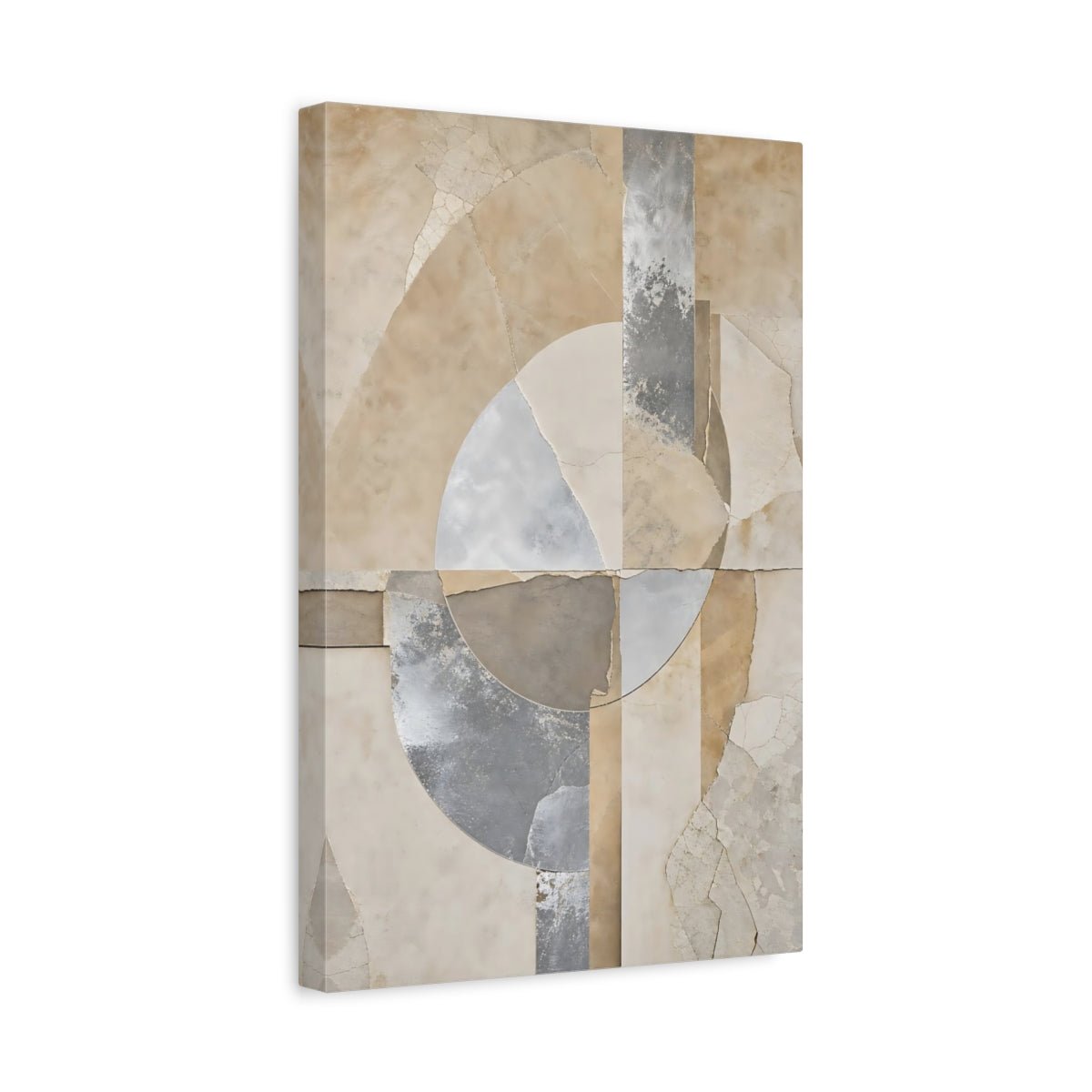 Abstract Shapes Brown And Grey Canvas Wall Art Print – Modern Living Room, Above Console Table - YesArtYes