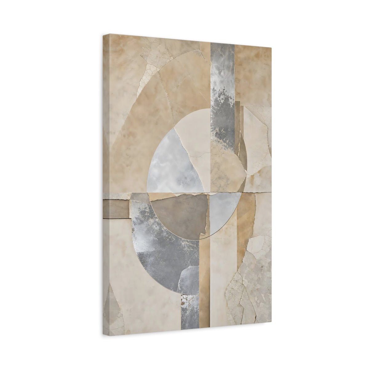 Abstract Shapes Brown And Grey Canvas Wall Art Print – Modern Living Room, Above Console Table - YesArtYes