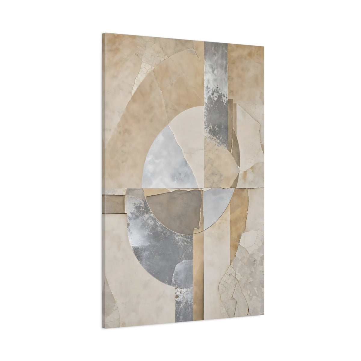 Side Mockup 1. Abstract Abstract Shapes Brown And Grey Abstract shown as stretched canvas wall art