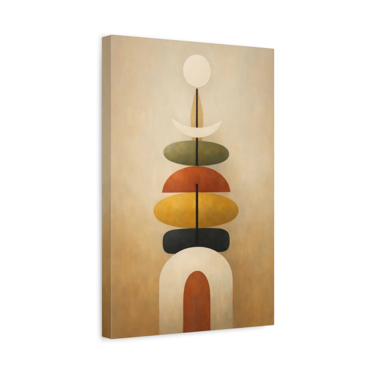 Side Mockup 4. Abstract Abstract Shapes Earth Tone Abstract shown as stretched canvas wall art