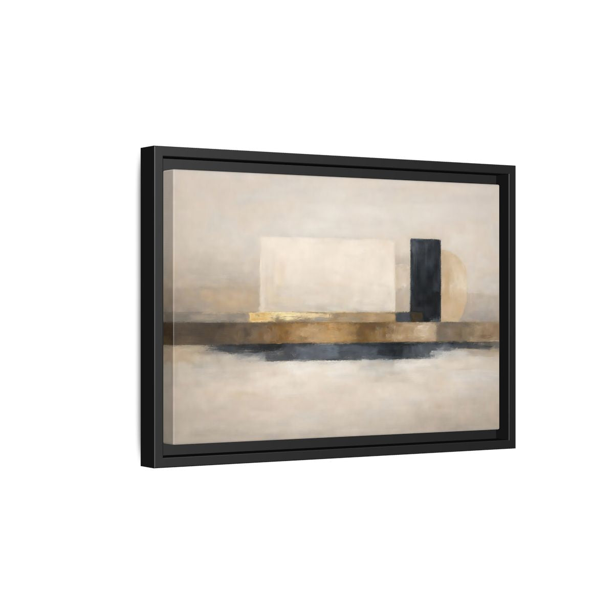 Side Mockup 6. Abstract Abstract Shapes Abstract Gold Black shown as stretched canvas wall art