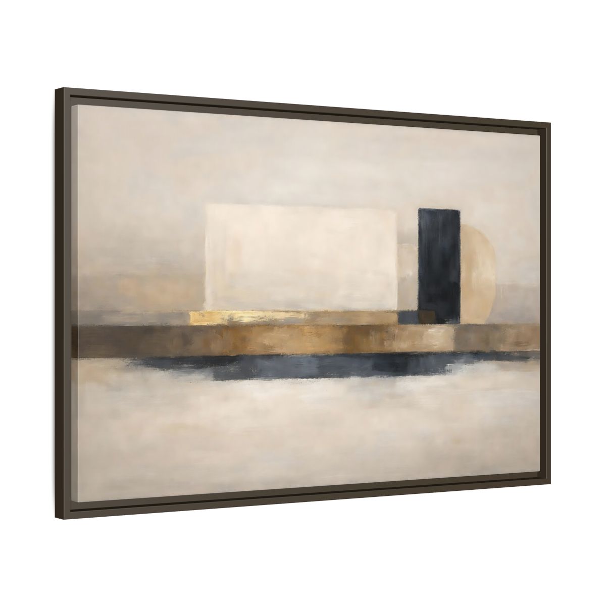 Side Mockup 9. Abstract Abstract Shapes Abstract Gold Black shown as stretched canvas wall art
