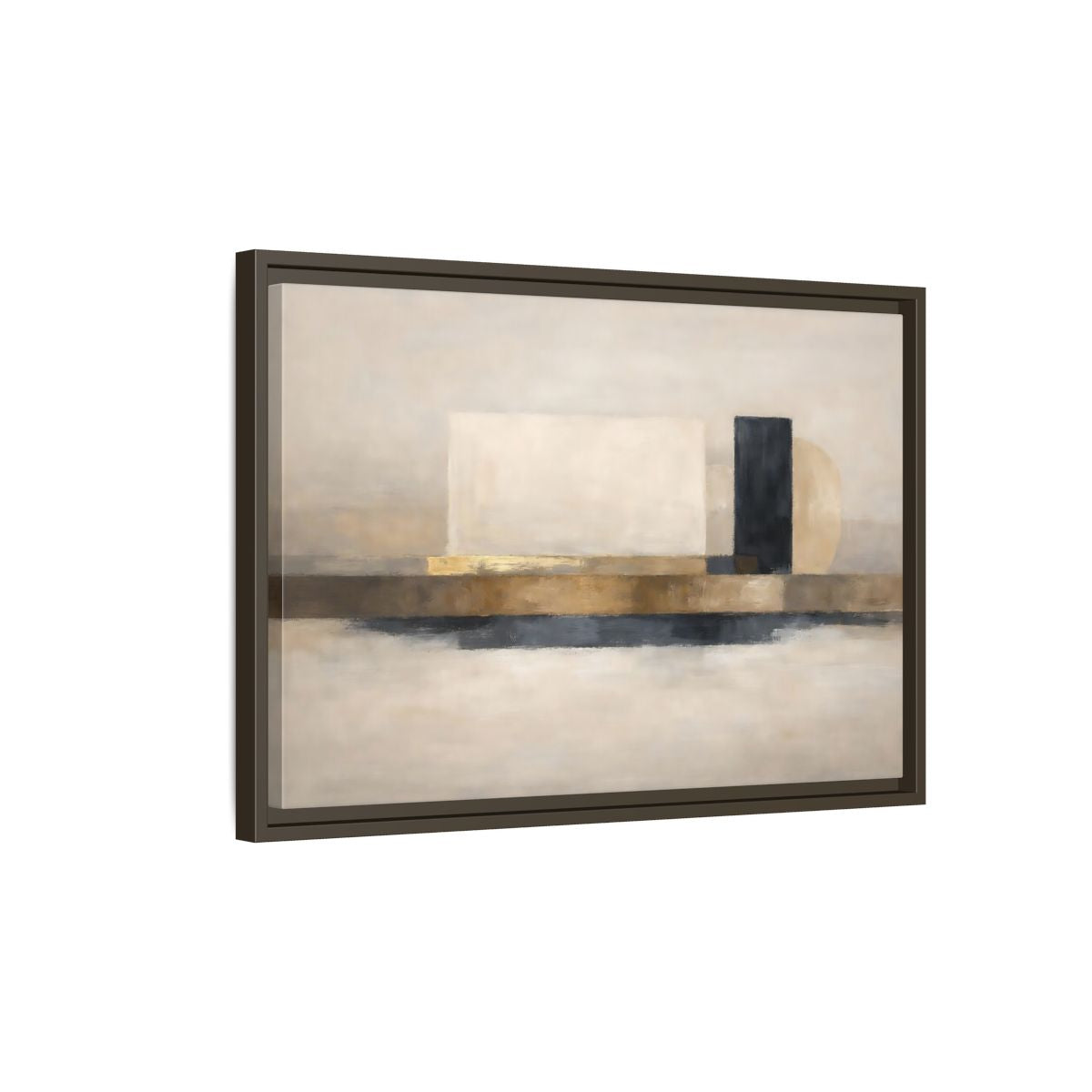 Side Mockup 2. Abstract Abstract Shapes Gold Neutral Abstract shown as stretched canvas wall art