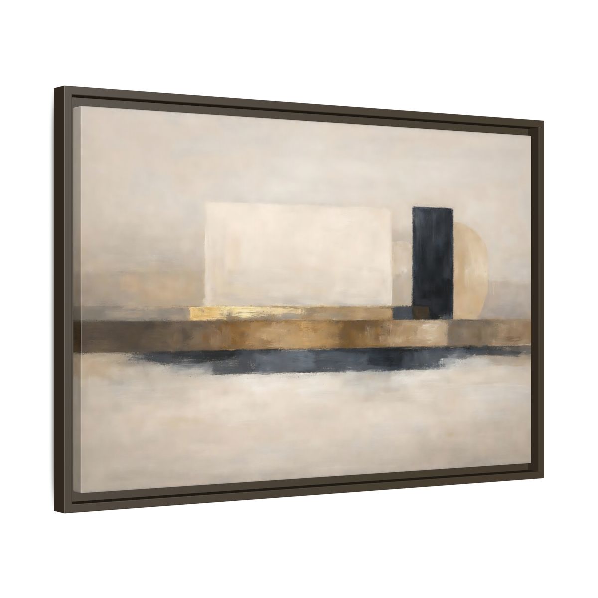 Side Mockup 11. Abstract Abstract Shapes Gold Neutral Abstract shown as stretched canvas wall art