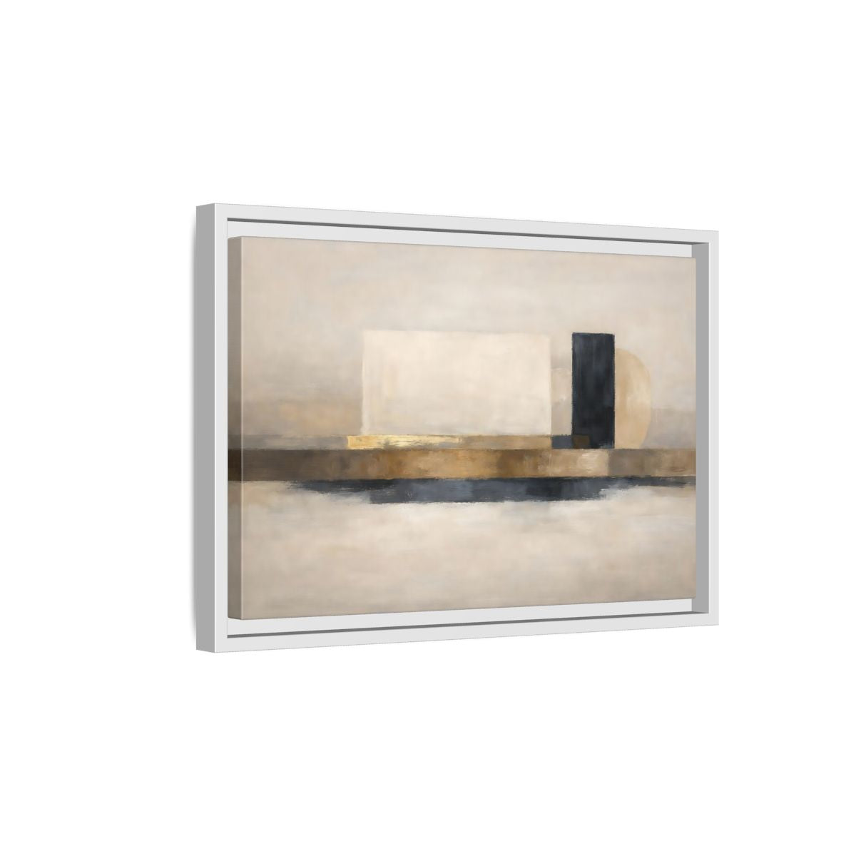 Side Mockup 4. Abstract Abstract Shapes Gold Neutral Abstract shown as stretched canvas wall art