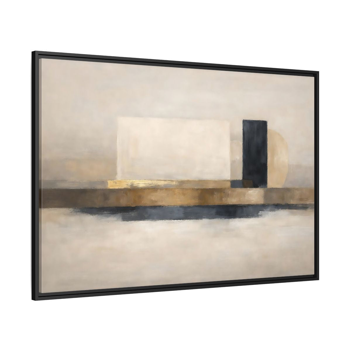 Side Mockup 12. Abstract Abstract Shapes Gold Neutral Abstract shown as stretched canvas wall art