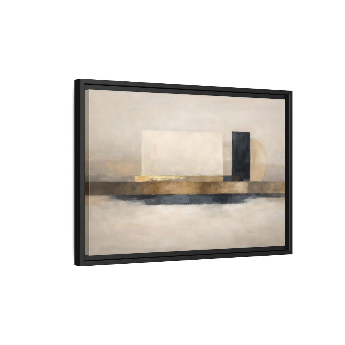 Side Mockup 3. Abstract Abstract Shapes Gold Neutral Abstract shown as stretched canvas wall art