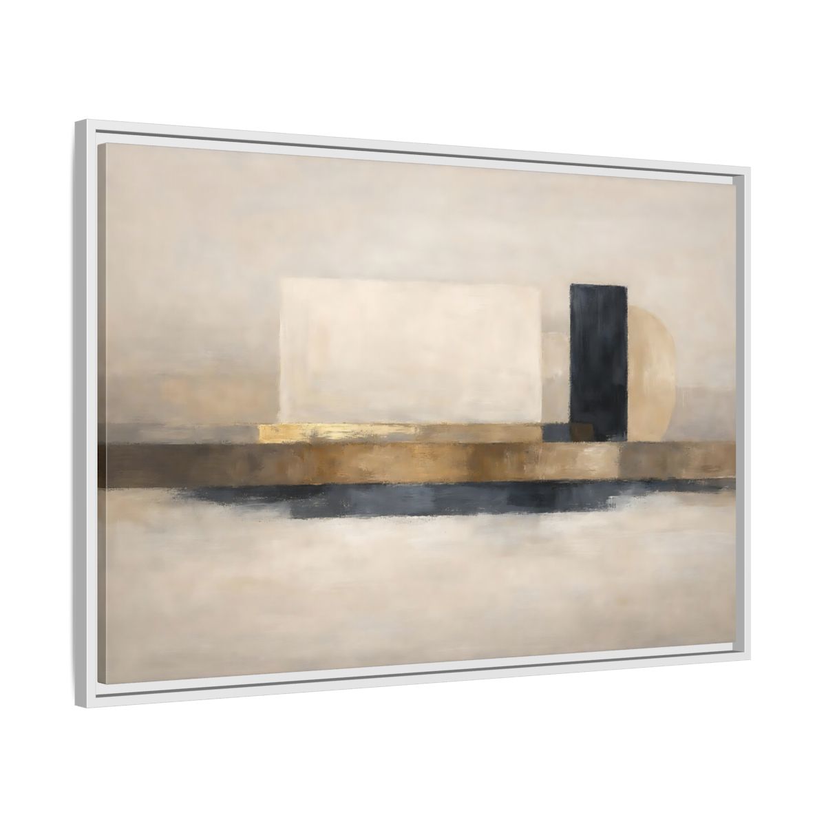 Side Mockup 8. Abstract Abstract Shapes Gold Neutral Abstract shown as stretched canvas wall art