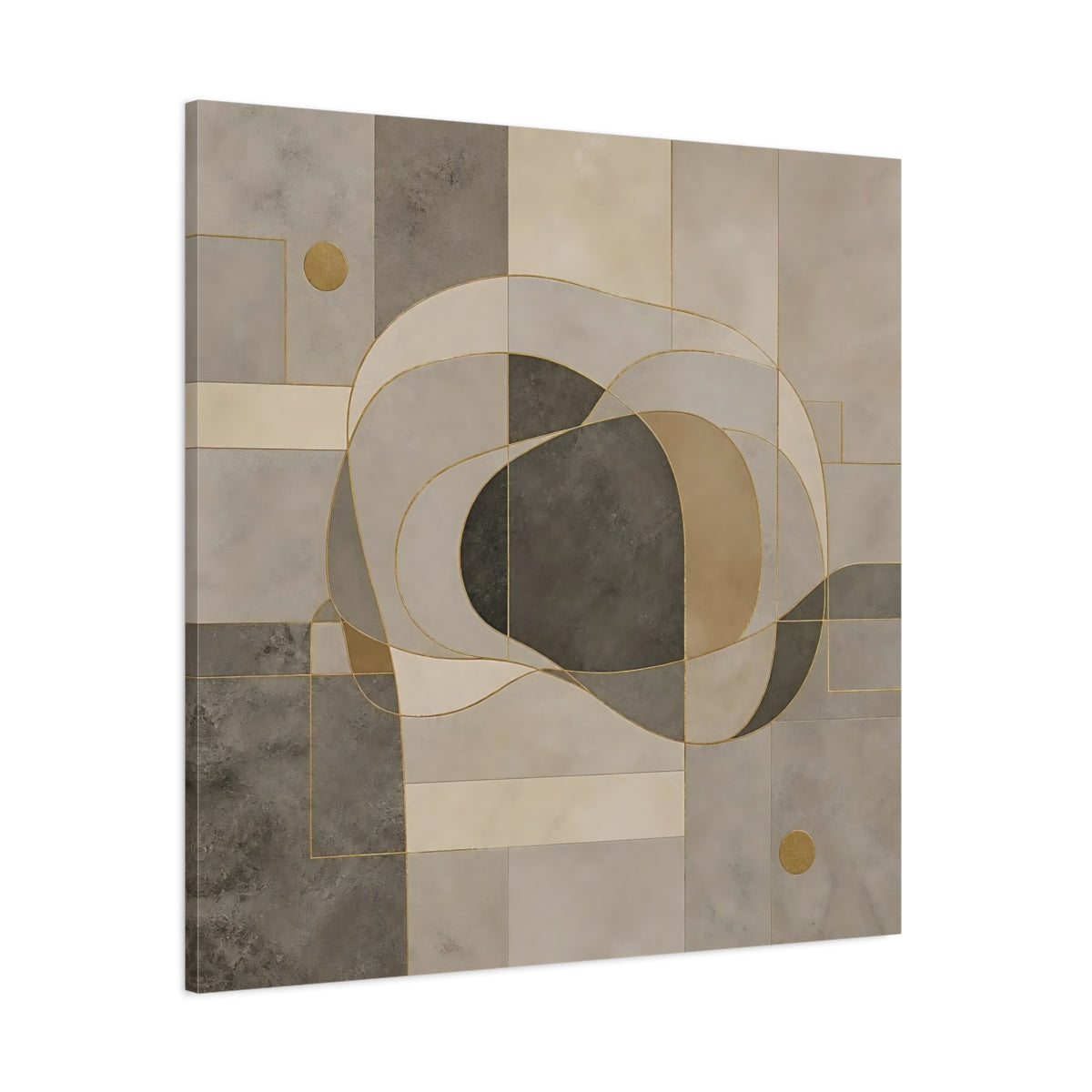 Side Mockup 1. Abstract Abstract Shapes Neutral Geometric shown as stretched canvas wall art