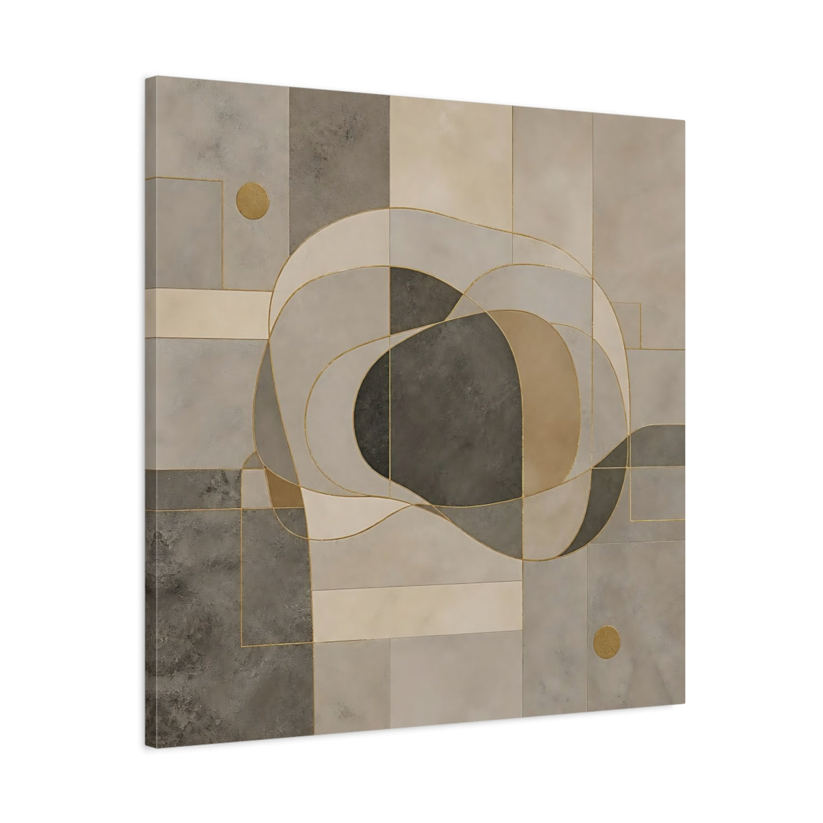 Side Mockup 3. Abstract Abstract Shapes Neutral Geometric shown as stretched canvas wall art