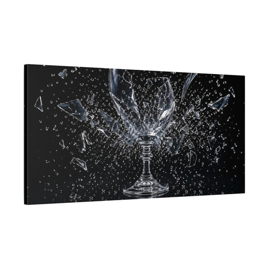 Main Mockup. Abstract Shattered Glass Black And Clear shown as stretched canvas wall art