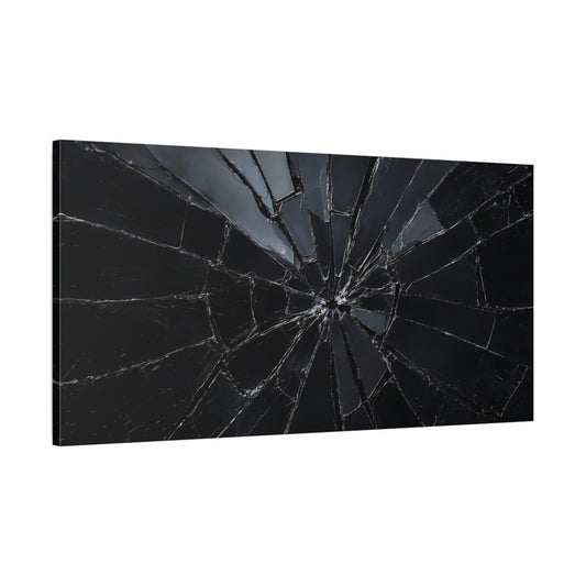 Main Mockup. Abstract Shattered Glass Black And Grey shown as stretched canvas wall art