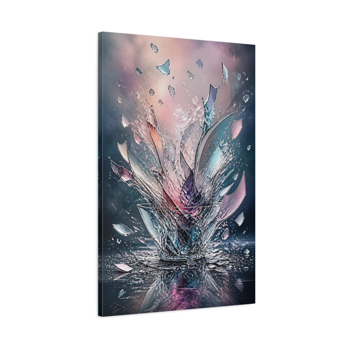 Main Mockup. Abstract Shattered Glass Vibrant Abstract shown as stretched canvas wall art