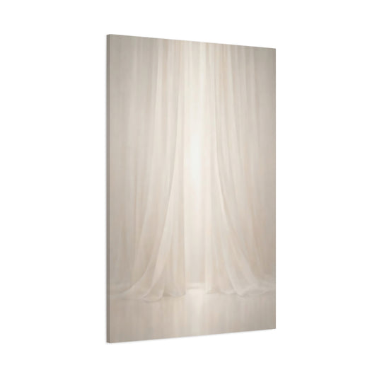 Abstract Sheer Curtains White And Cream shown as stretched canvas wall art