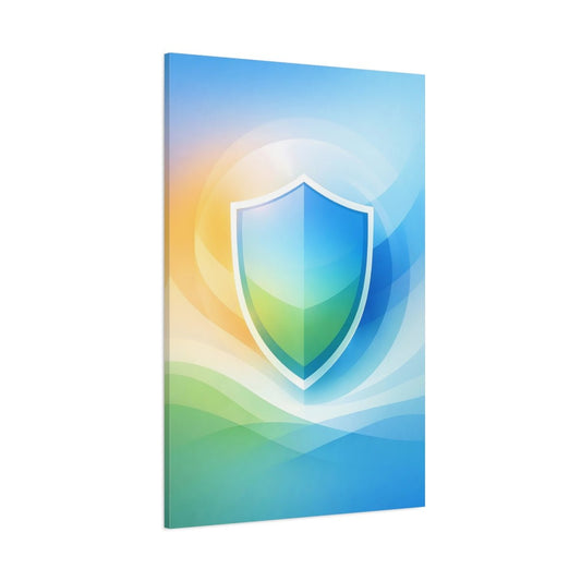 Abstract Shield Blue Green Orange - Canvas Wall Art Print - YesArtYes