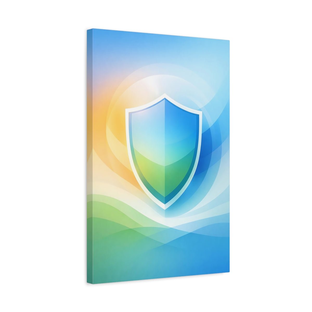 Abstract Shield Blue Green Orange - Canvas Wall Art Print - YesArtYes