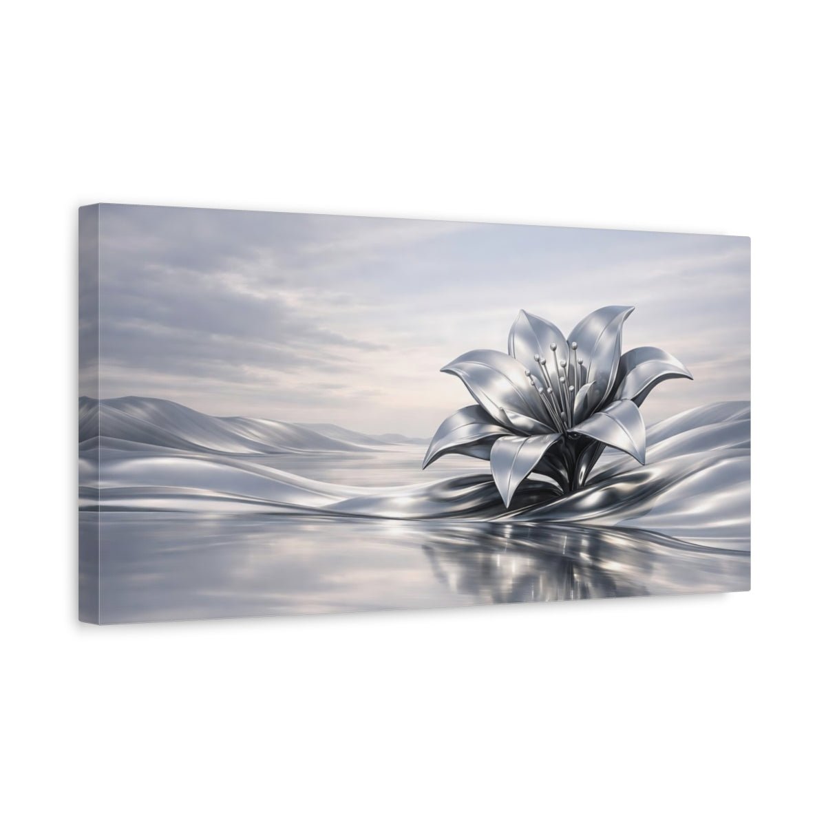 Abstract Silver Flower - Canvas Wall Art Print - YesArtYes