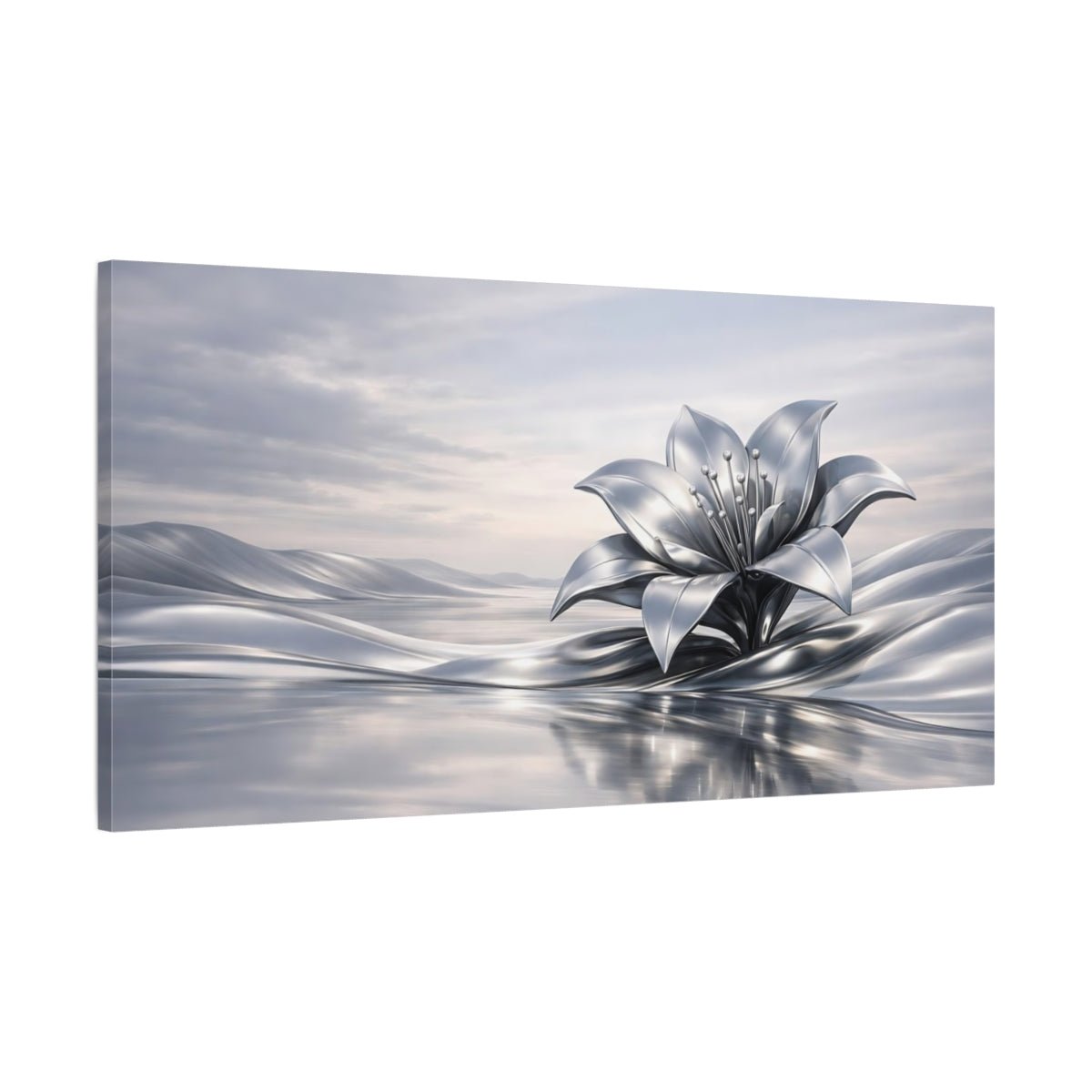Abstract Silver Flower - Canvas Wall Art Print - YesArtYes