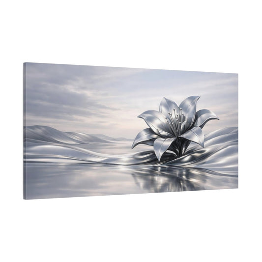 Abstract Silver Flower - Canvas Wall Art Print - YesArtYes