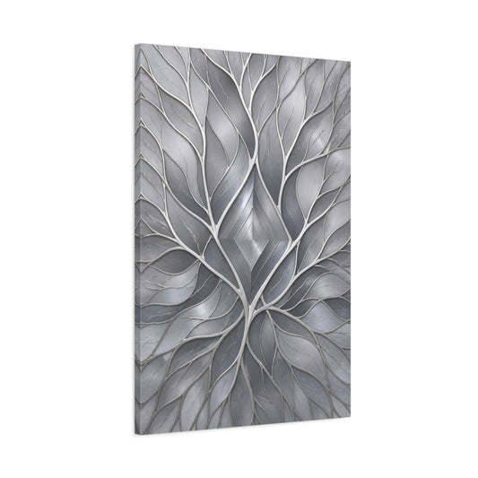Main Mockup. Abstract Silver Leaf Diamond shown as canvas print