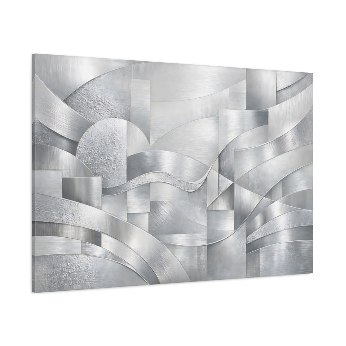 Main Mockup. Abstract Silver Textures Silver Abstract shown as stretched canvas wall art