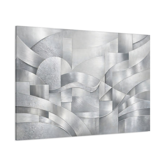 Main Mockup. Abstract Silver Textures Silver Abstract shown as stretched canvas wall art