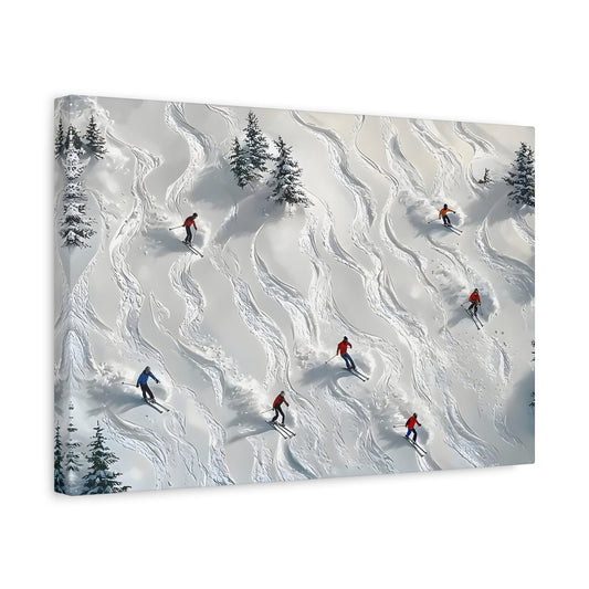 Abstract Skiing Sport Canvas Winter Wall Art, Skiers Sky Home Decor - YesArtYes