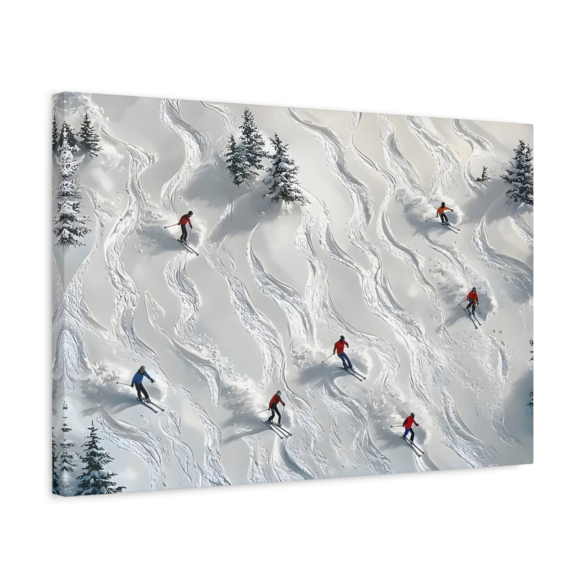Abstract Skiing Sport Canvas Winter Wall Art, Skiers Sky Home Decor - YesArtYes