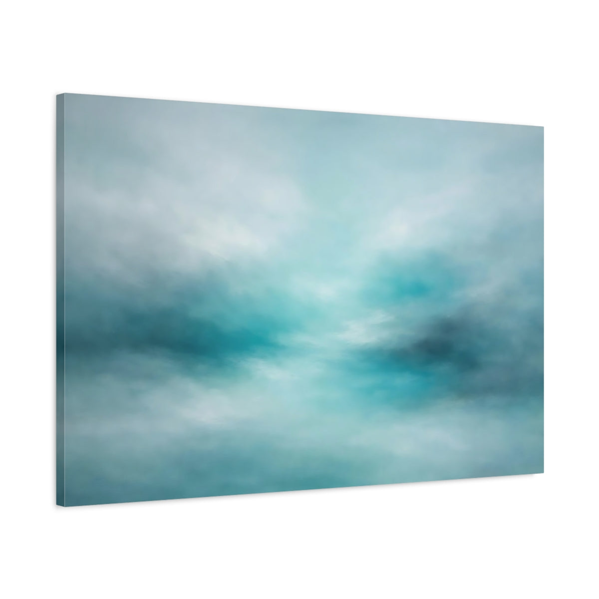 Side Mockup 1. Abstract Abstract Sky Aqua Abstract shown as stretched canvas wall art