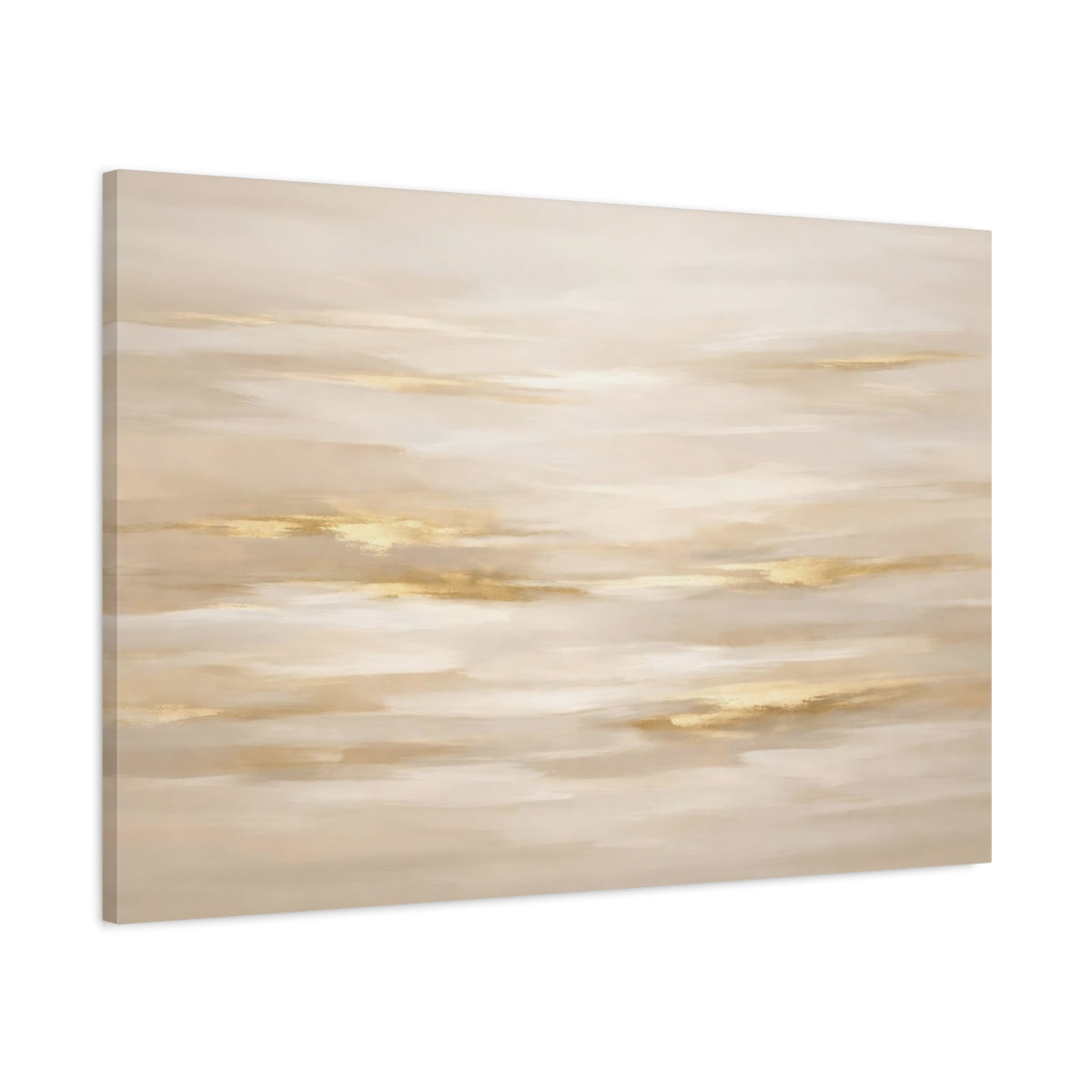 Side Mockup 1. Abstract Abstract Sky Beige Gold Abstract shown as stretched canvas wall art