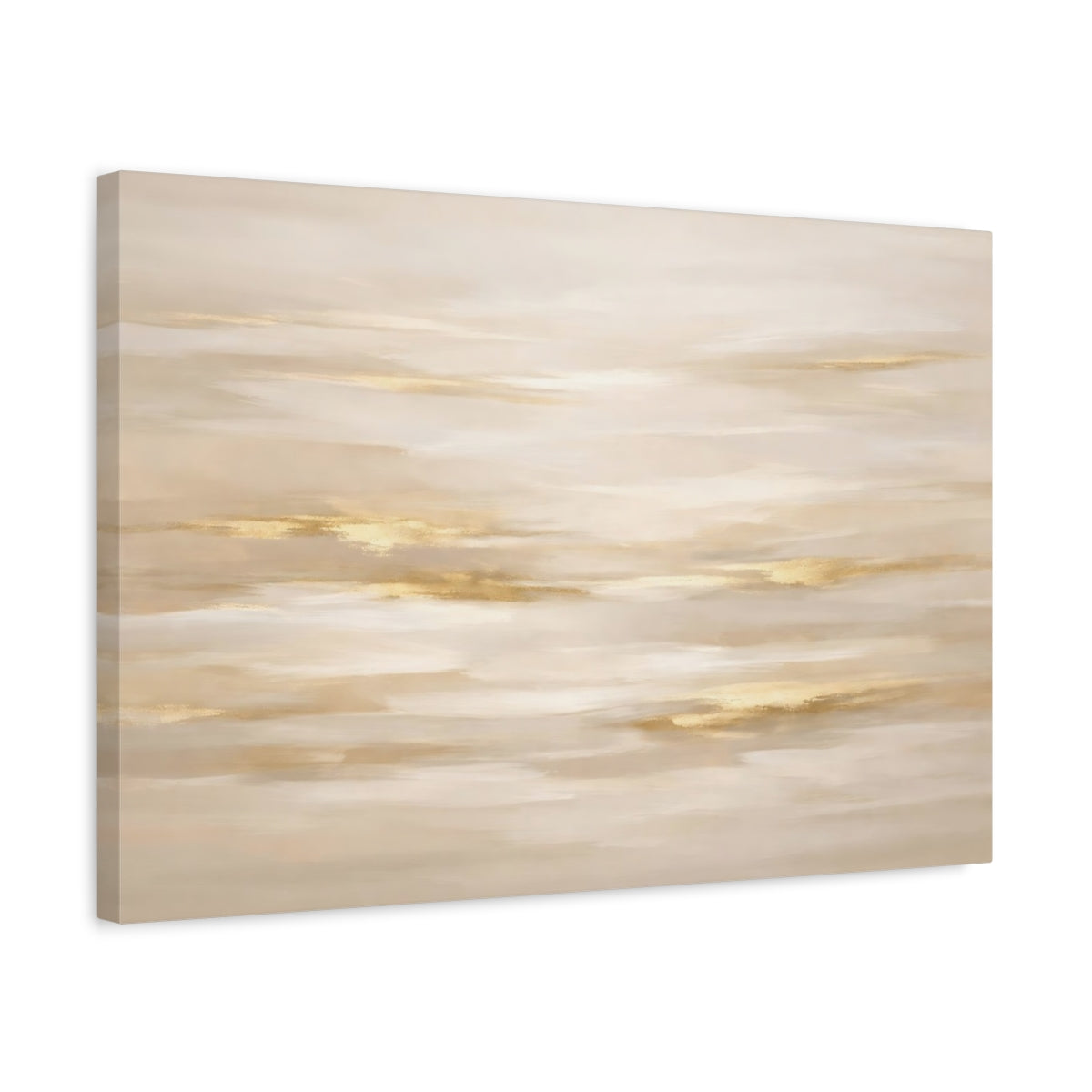 Side Mockup 3. Abstract Abstract Sky Beige Gold Abstract shown as stretched canvas wall art