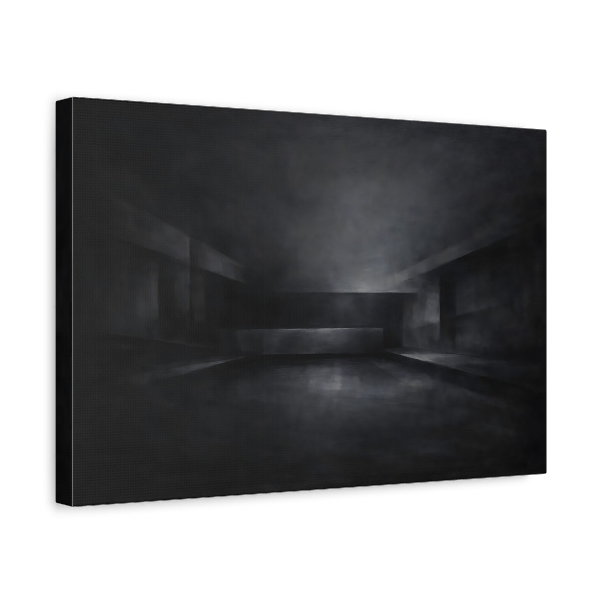 Side Mockup 4. Abstract Abstract Space Dark Grey Abstract shown as stretched canvas wall art