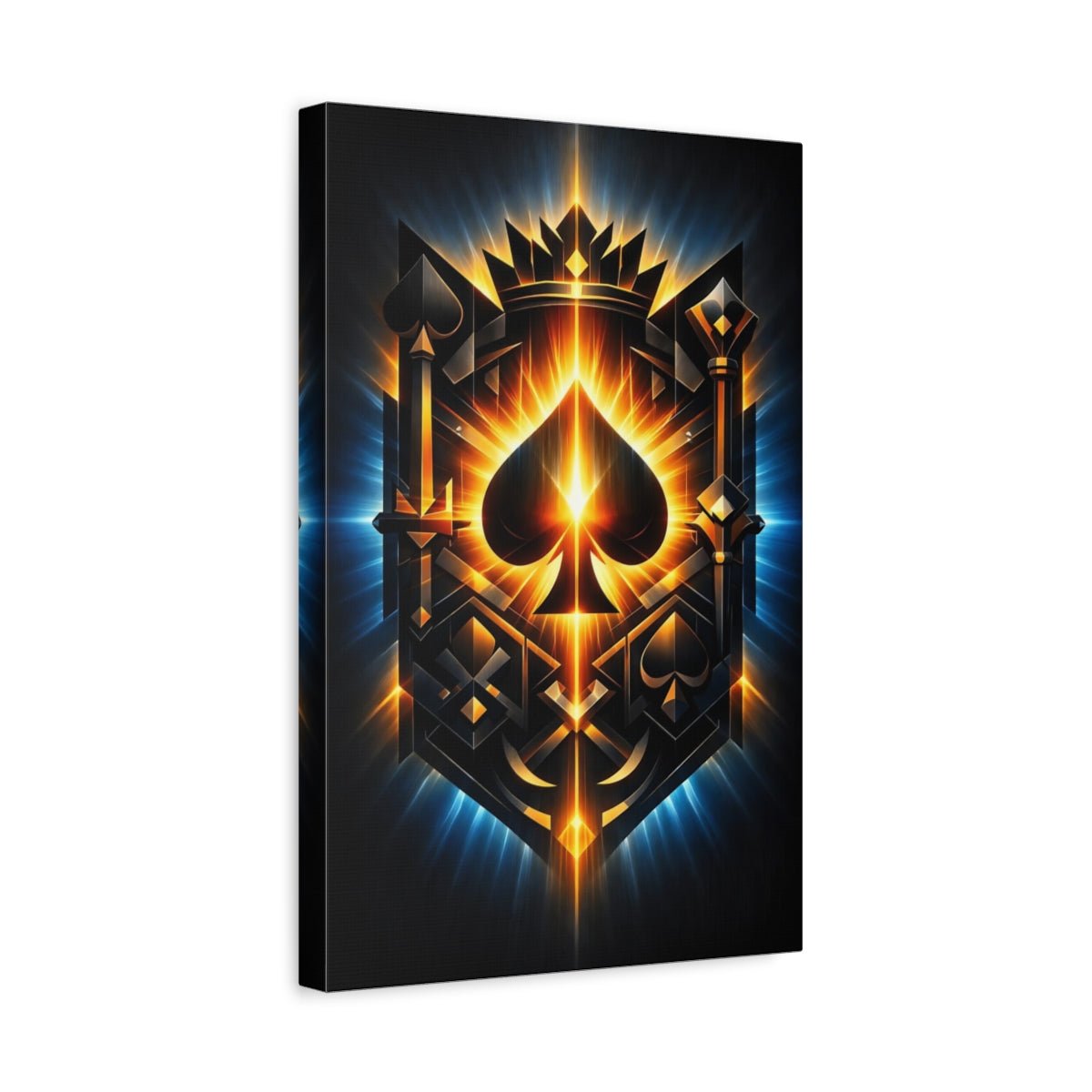 Abstract Spade Crown Black And Gold - Canvas Wall Art Print - YesArtYes