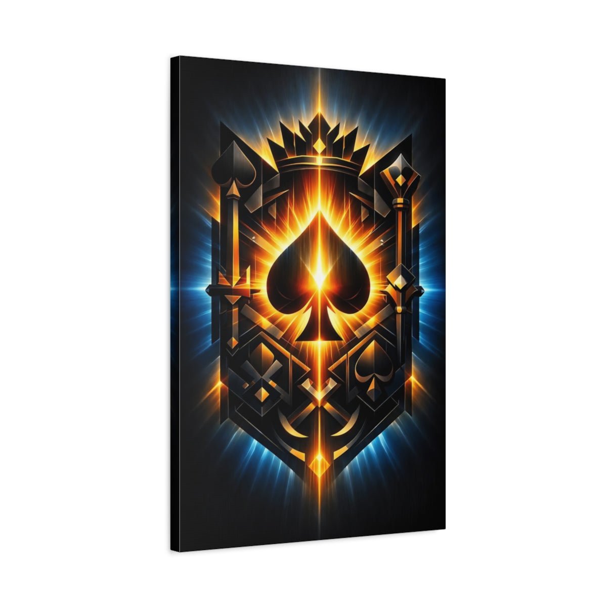 Abstract Spade Crown Black And Gold - Canvas Wall Art Print - YesArtYes